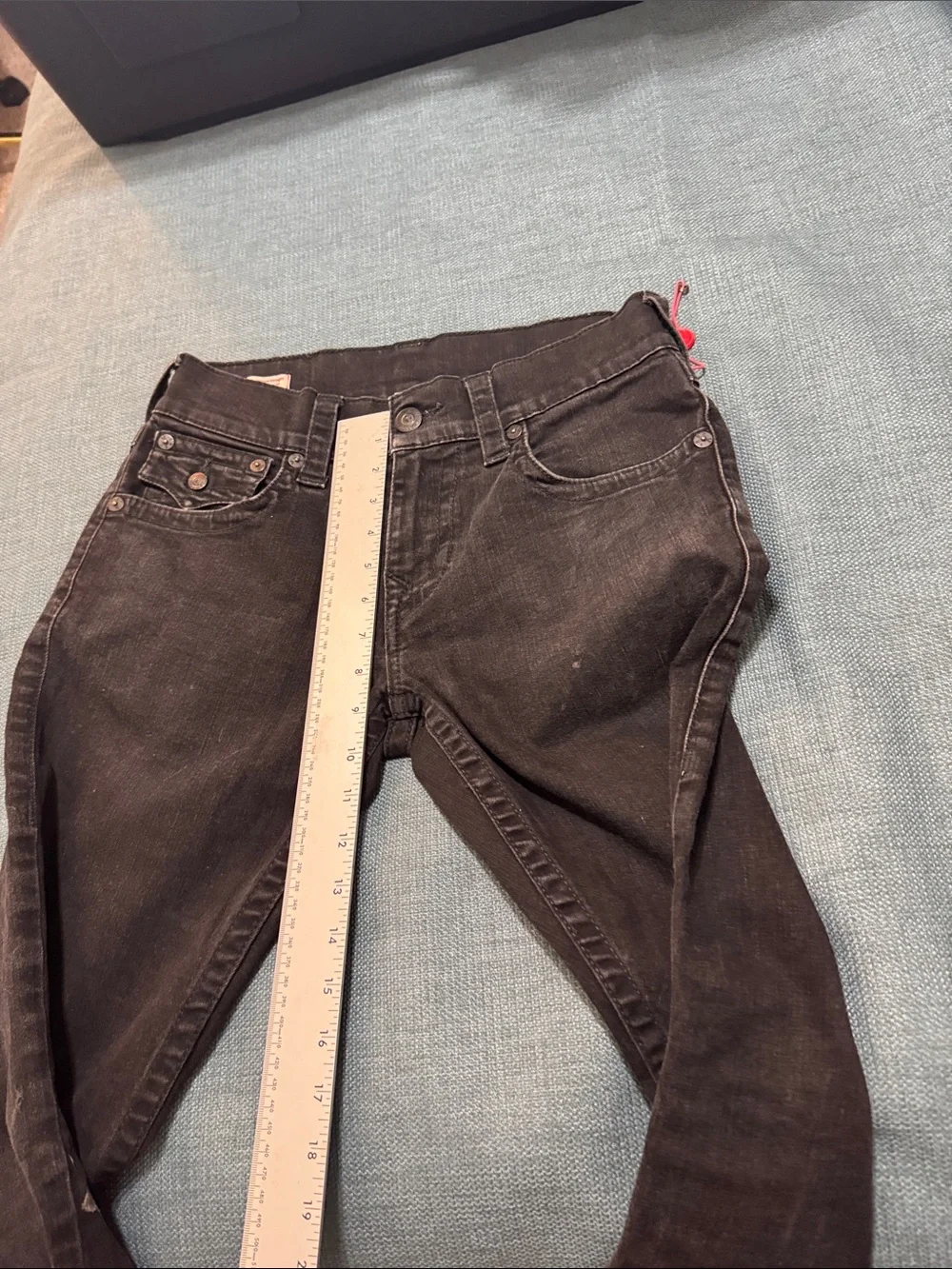 True Religion Jeans Ricky 29 Men's Black Straight-Leg Distressed & Stains